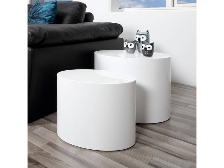 Bendt Ovale Salontafel Petrine Set van 2 stuks - Hoogglans wit - Ovaal
