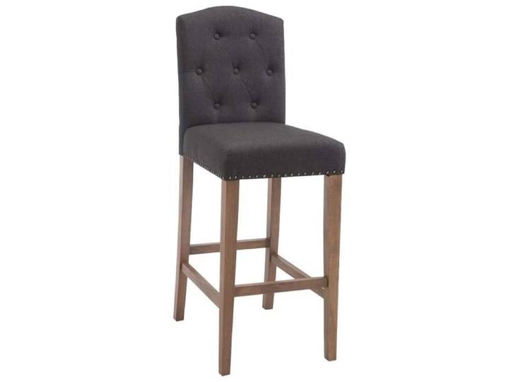 Tabouret de bar chaise haute avec dossier capitonne tissu gris fonce et pieds en bois clair 10_0000075