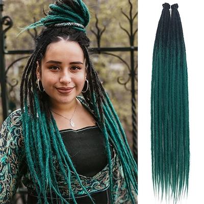 Dreadlock-Verlängerungen, 61 cm, grün, gehäkelte Dreadlocks, 20 Stränge, synthetische Dreadlocks, gerade Dreadlocks im Hippie-Stil für Damen und Herren