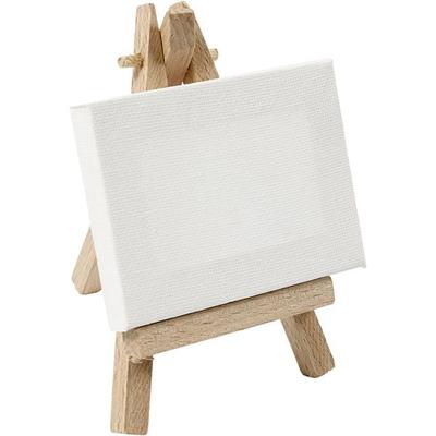 Creativ Company Mal-Leinwand Mini-Staffelei mit Leinwand, Weiß, Größe 8x6x1 cm, H 11,5 cm, B 8 cm, 1 Stk