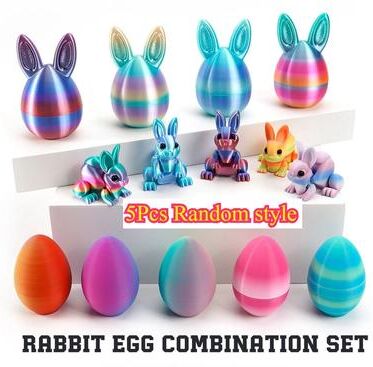 Uplift Treasures 3D Printed Easter Rabbit Egg Ornament 5pcs Random Style