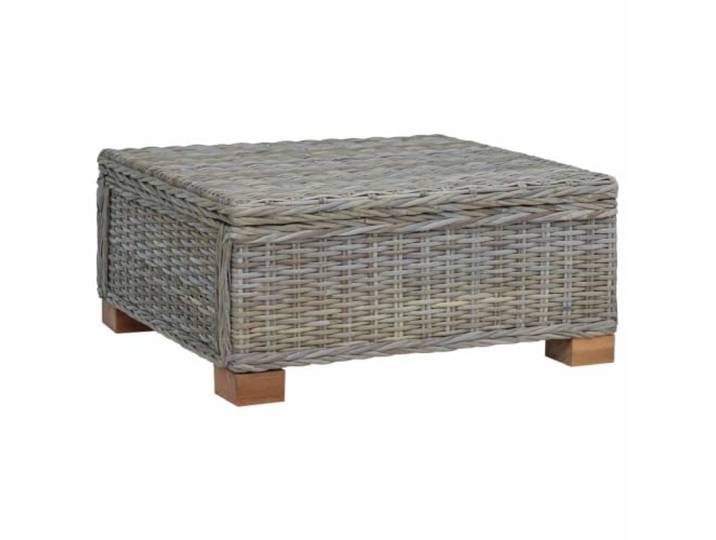 POUFGDR Couchtisch aus natürlichem Rattan, mit Rahmen aus massivem Mahagoni Natürliches Rattan, Rahmen aus massivem Mahagoni, für den Innen- und Außenbereich, einfache Montage, einfache Pflege