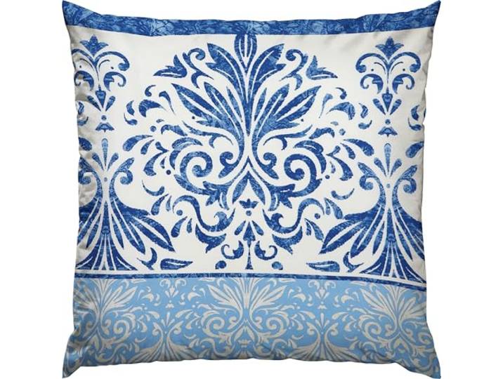 Erwin Müller Kissenbezug, Kissenhülle Mako-Satin Ornamente blau Größe 80x80 cm - temperatur- und feuchtigkeitsausgleichend, traumhaftes Schlafklima, mit Reißverschluss