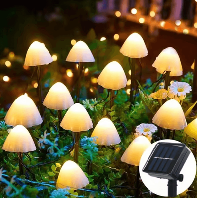 Inspire Curations Solar Mushroom String Lights Outdoor Garden Decor warm 12leds 4.5meter