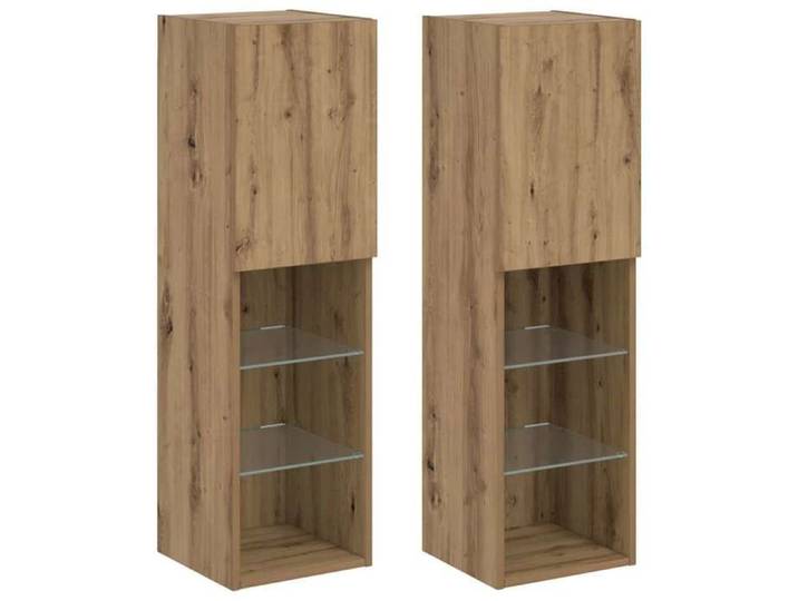 Meuble TV avec lumières LED - - Chêne artisanal - 30 5x30x102 cm - 2 pièces - Bois d'ingénierie