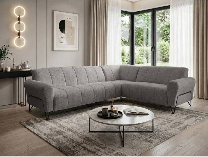 Beautysofa Ecksofa mit Metallbeine in Schwarz VOLARE L, ohne Schlaffunktion, mit höchstem Sitzkomfort