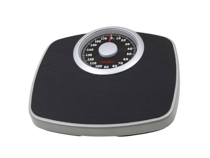 TERRAILLON Balance pese personne\, Pese personne mécanique robuste NEO T Large plateau métal avec revêtement anti-dérapant\, Grand cadran haute lisibilité\, Pesée jusqu'à 180 kg\, Précision 1 kg