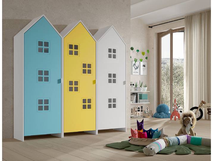 Kleiderschrank Casami Bruges 3-teilig 173 x 171 x 37cm Multicolor/Hellblau/Maisgelb