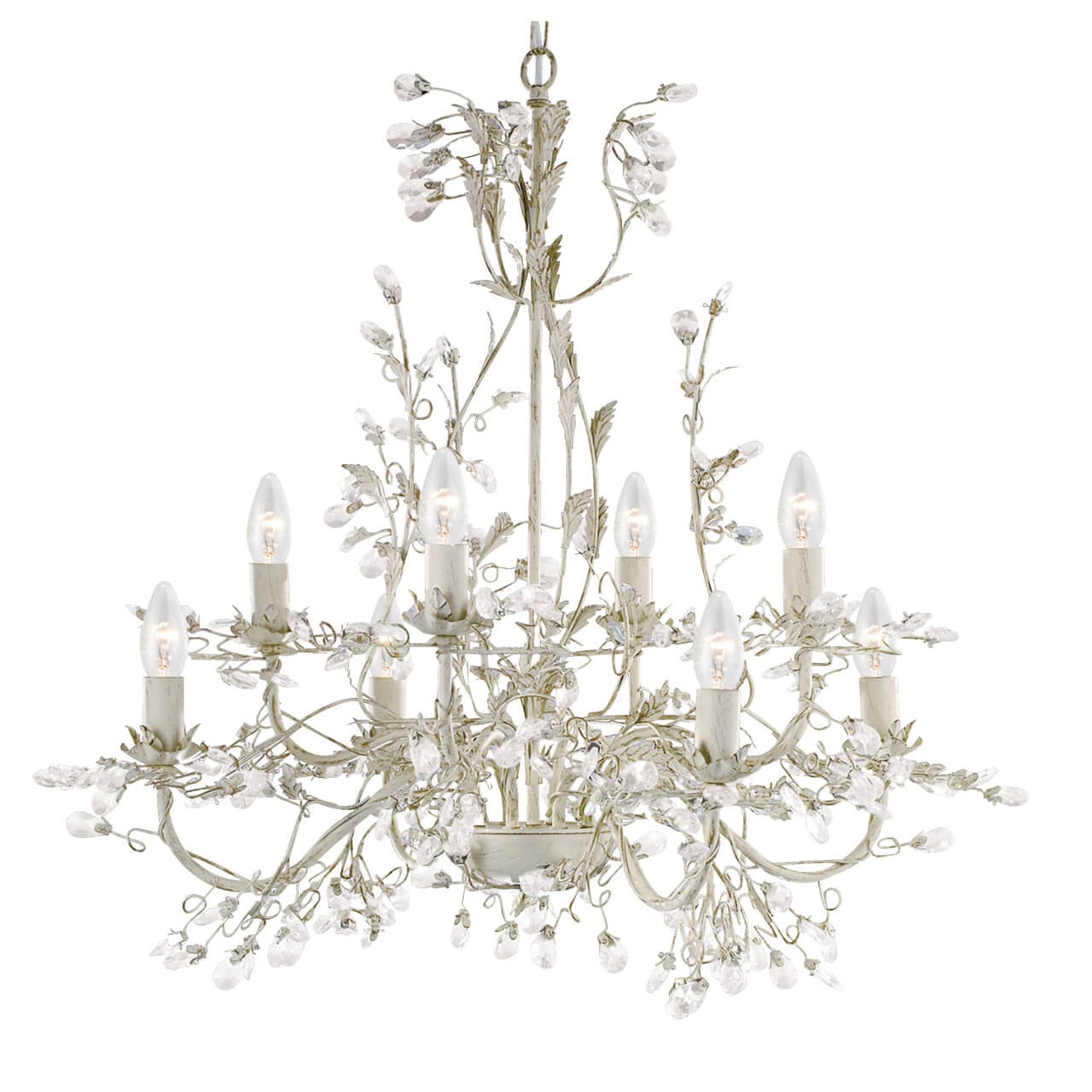 Searchlight Almandite Klassieke Kroonluchter 8-lichts Crème/Kristal Ø 74 cm