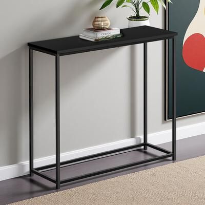 ZWYO HOSIMU "31.5"" Marble Look Laminate Accent Table - Contemporary Console with Metal Frame for Living Room & Bedroom"
