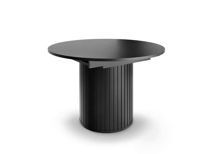 Milino Esstisch, Schwarz, rund, Säule, 120x76.8x120-160 cm, Esszimmer, Tische, Esstische, Esstische rund