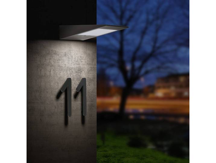 CMD LED-Solar-Außenwandleuchte 9019 mit Sensor, schwarz, Aluminium, Modern, Solarleuchte außen