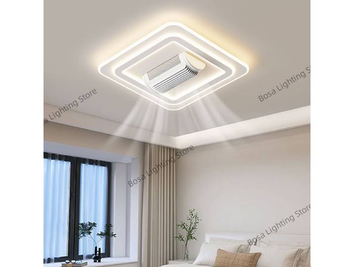 LED Invisible sans lame ventilateur de plafond lumière moteur sans brosse 6 vitesses télécommande gradation ventilateur de plafond lumière chambre ventilateur avec lumière