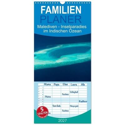 Familienplaner 2027 - Malediven - Inselparadies im Indischen Ozean mit 5 Spalten (Wandkalender, 21 x 45 cm) CALVENDO