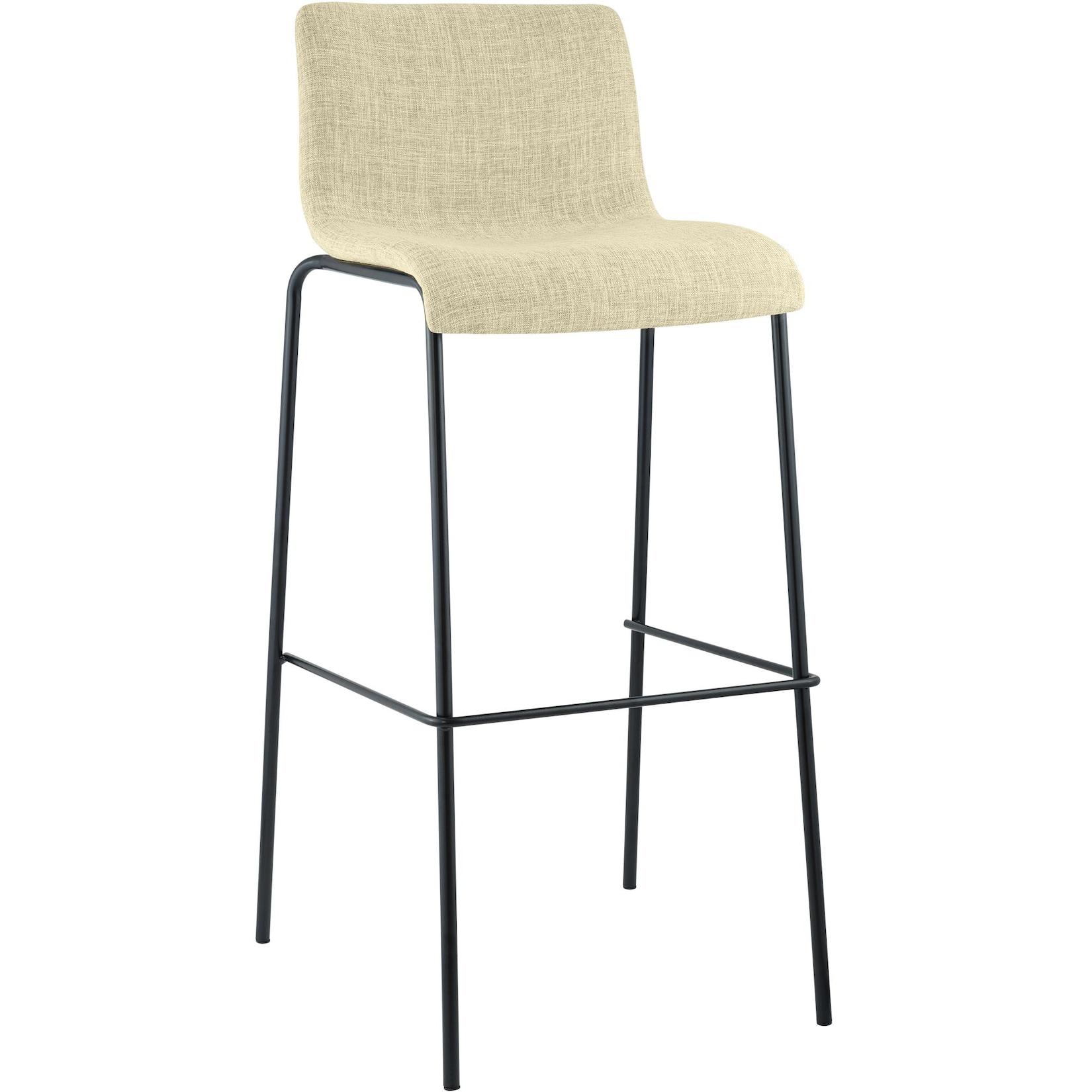 CLP Barhocker Hoover Stoff 4-Fuß Gestell schwarz Farbe: creme, Gestell Farbe: schwarz