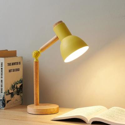 Uplifted Finds Creative Nordic Table Lamp Wooden Art LED Turn Head Simple Bedside Desk Light us yellow