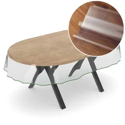 Transparente Tischdecke durchsichtig 0,3 mm Tischfolie Tischschutzfolie Klar 140 cm Breit - Saum Grün, Oval 240 x 140 cm