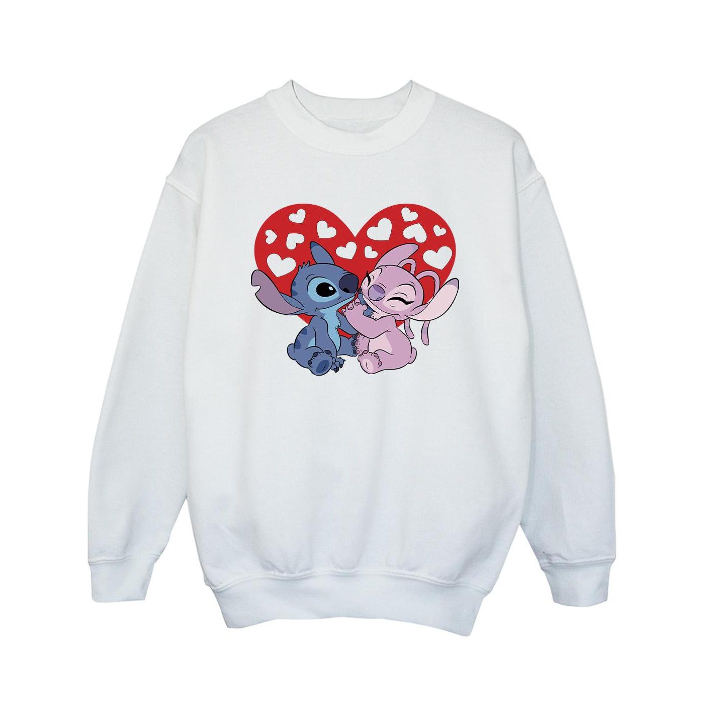 Disney Meisjes Lilo & Stitch Harten Sweatshirt (Wit)