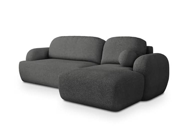 Masseno Ecksofa MODENZA N R-S mit Schlaffunktion L-Form, Sofa mit Bettkasten, Wohnzimmersofa, Couch, Soffa, Bettsofa, Couchgarnitur- Grau, Now OR Never 92