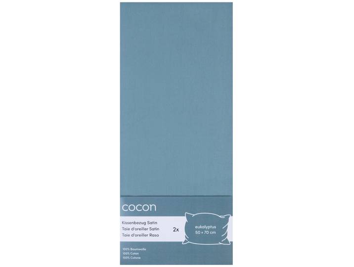 Kissenbezug COCON Satin 2 Stk. 50x70 cm eukalyptus - Farbe: Eukalyptusgrün - Kissenbezug