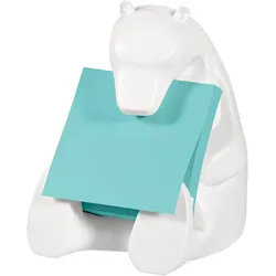 3M Post-it Super Sticky Z-Notes Spender BEAR-330 1 Z-Notes Spender in Eisbär-Form, weiß inkl. 1 Block Post-it Super Sticky Z-Notes á 90 Blatt, türkis, 76 mm x 76 mm, PEFC zertifiziert