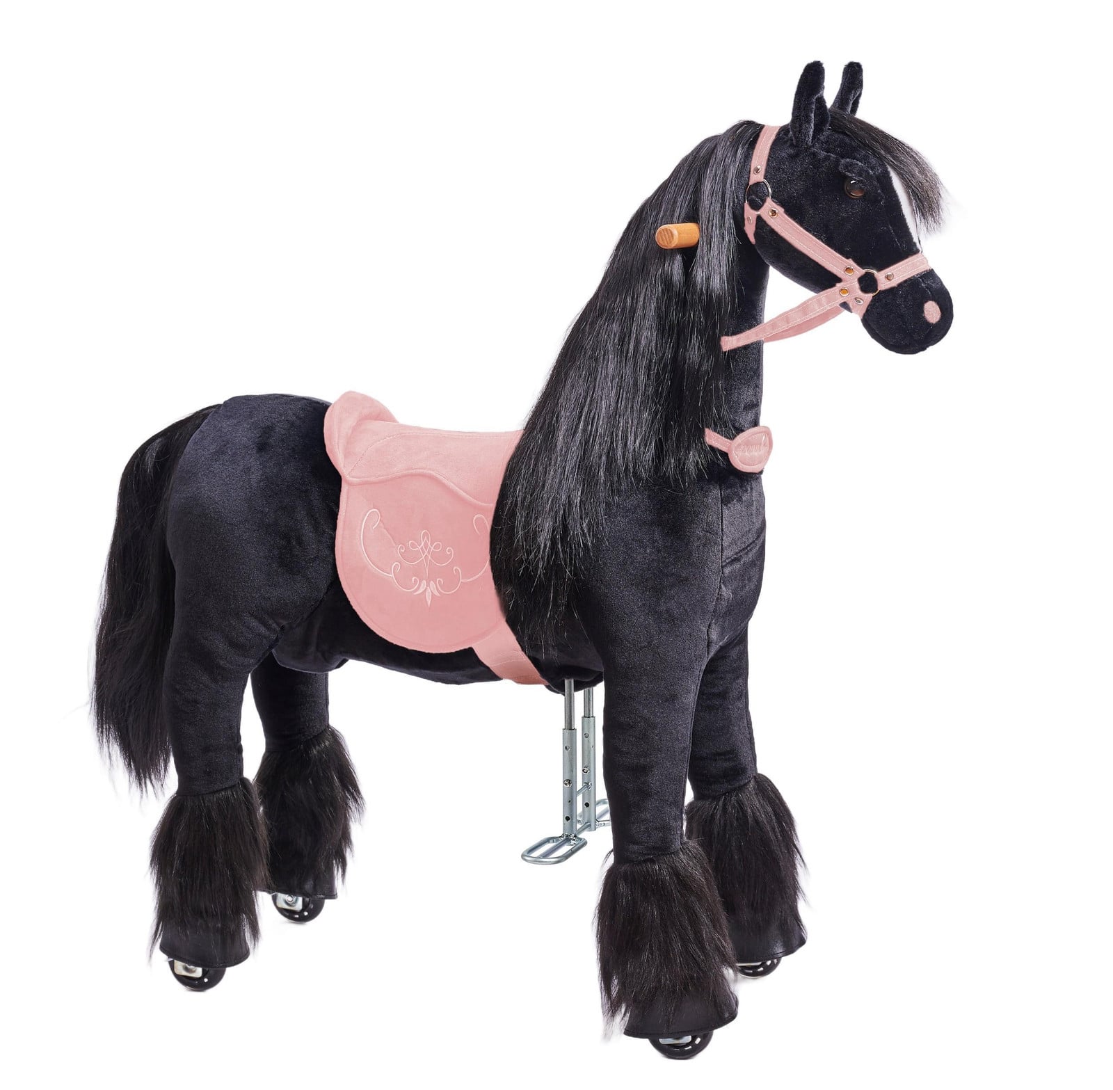 Ponnie Mechanisch loopkwaadje model Ebony M met roze zadel