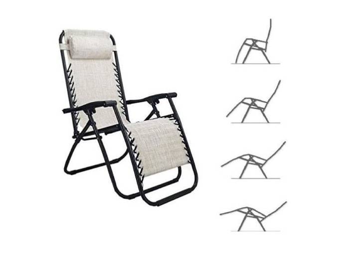 Fauteuil relax d'extérieur inclinable - LOUIS - en tissu textilène BEIGE - Design moderne et confortable