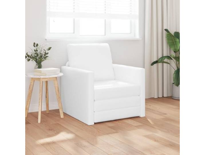 HEFZGDB Boden-Sofa-Bett 2-in-1 Weiß 74x77x81 cm Kunstleder Sessel mit kompaktem Design für gemütlichen Sitzkomfort und funktionale Raumnutzung, stylisches Möbelstück für Moderne