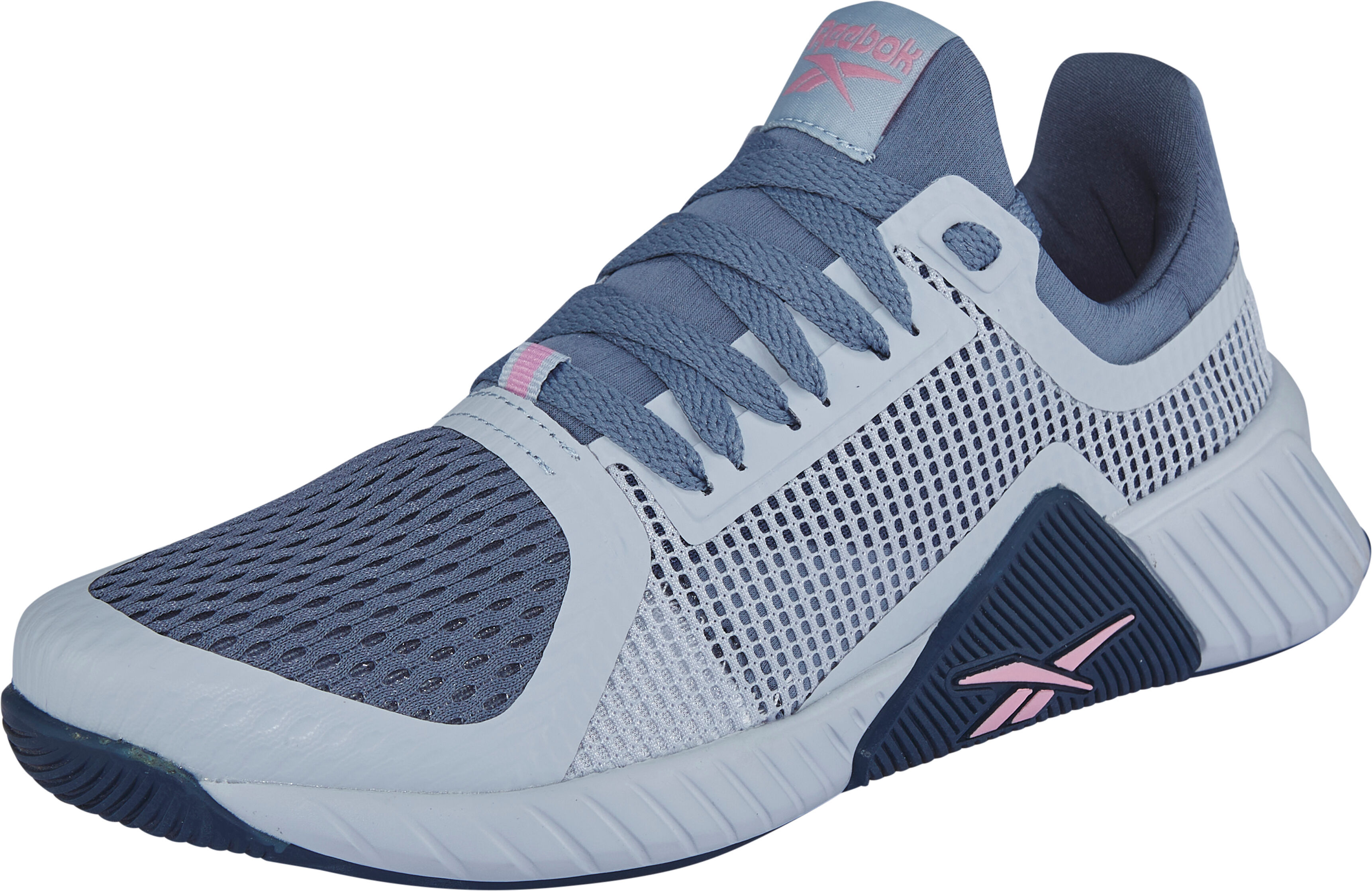 Trainingsschuh REEBOK "FLIP CHARGE", Damen, Gr. 37, blau (tranquil blau, hazy blau, expressive pink), Synthetik, Textil, Schuhe Trainingsschuh, ideal für Gym und Fitnessstudio tranquil blau, hazy blau, expressive pink 37