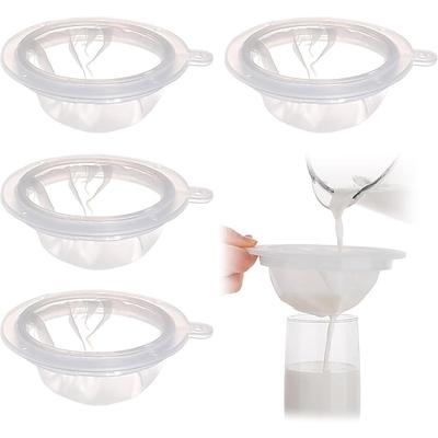 4 Stück 100 Maschen/200 Maschen/300 Maschen/400 Maschen wiederverwendbare Nylon-Siebbeutel für Milch, Käse, Saft und zum Kochen, feines Kunststoffsieb, ideales Küchensieb-Werkzeug