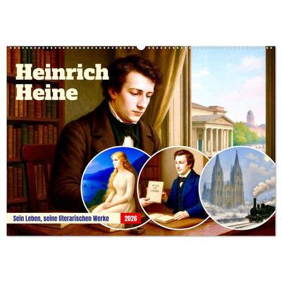 Heinrich Heine. Sein Leben, seine literarischen Werke (Wandkalender 2026 DIN A2 quer), CALVENDO Monatskalender