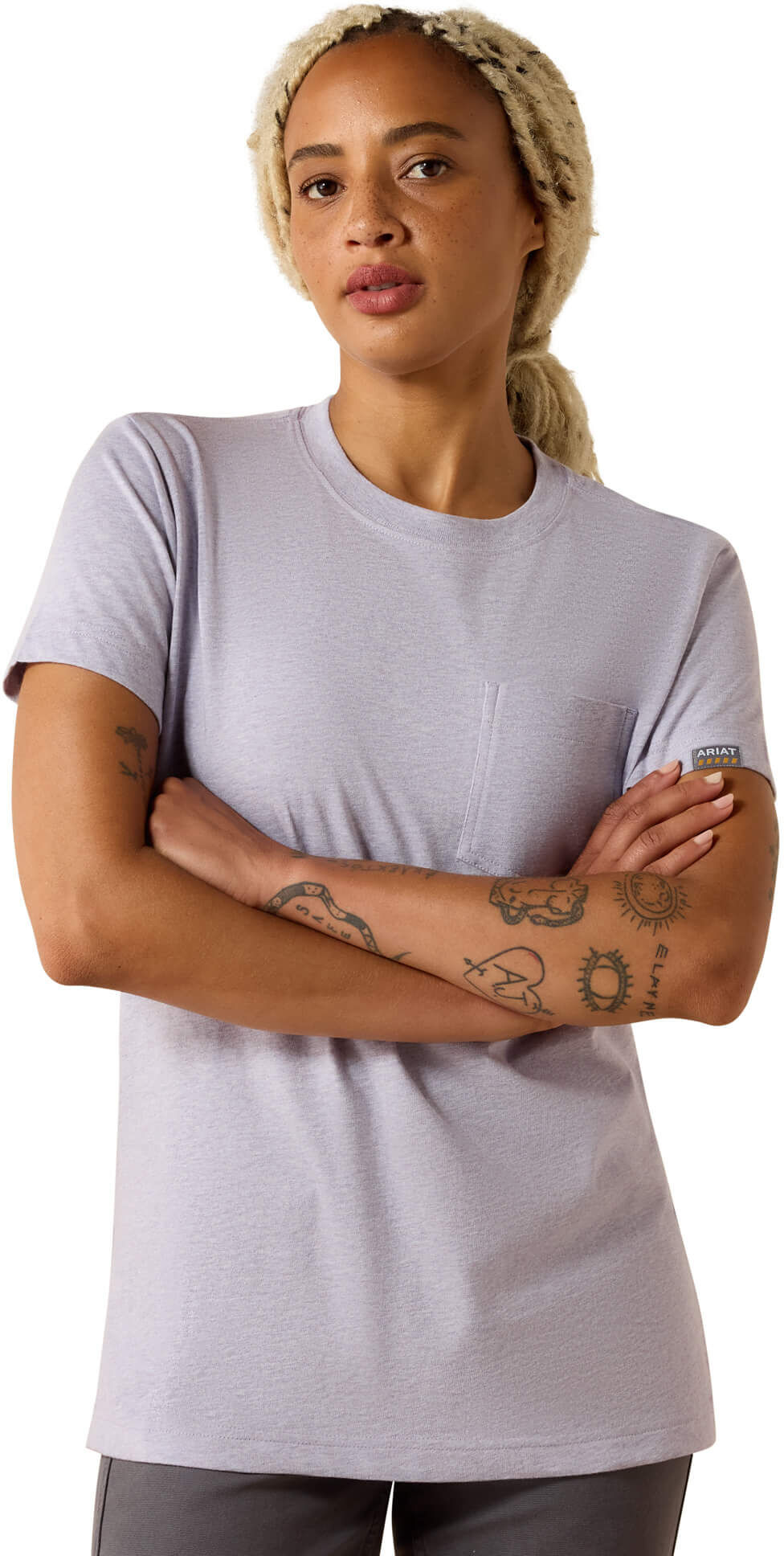 Women's Rebar Cotton Strong Space Dyed T-Shirt in Thistle, Size: Large by Ariat