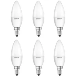 6er Sparpack OSRAM LED BASE E14 Kerze matt 5W wie 40W neutralweiß