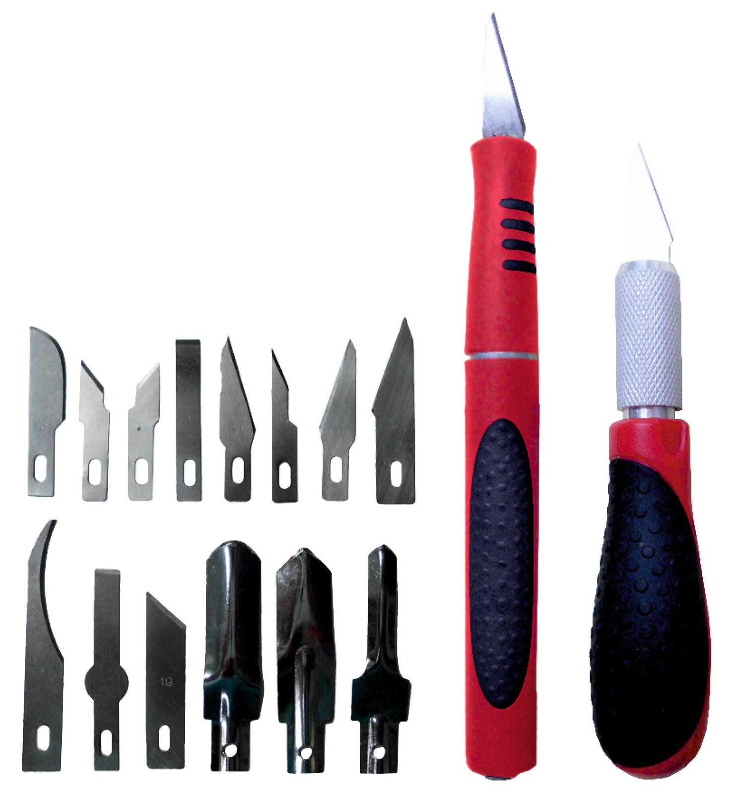 Hobbymes knutselmes set van 16 delen - Zilver, zwart en rood