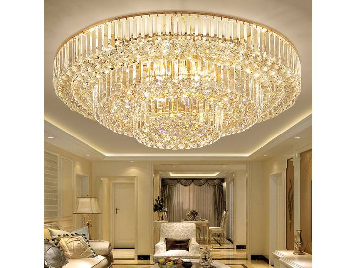 Plafonniers LED en cristal lustres de plafond ronds classiques Lustres en cristal de luxe décor lampes suspendues pour la maison pour le salon