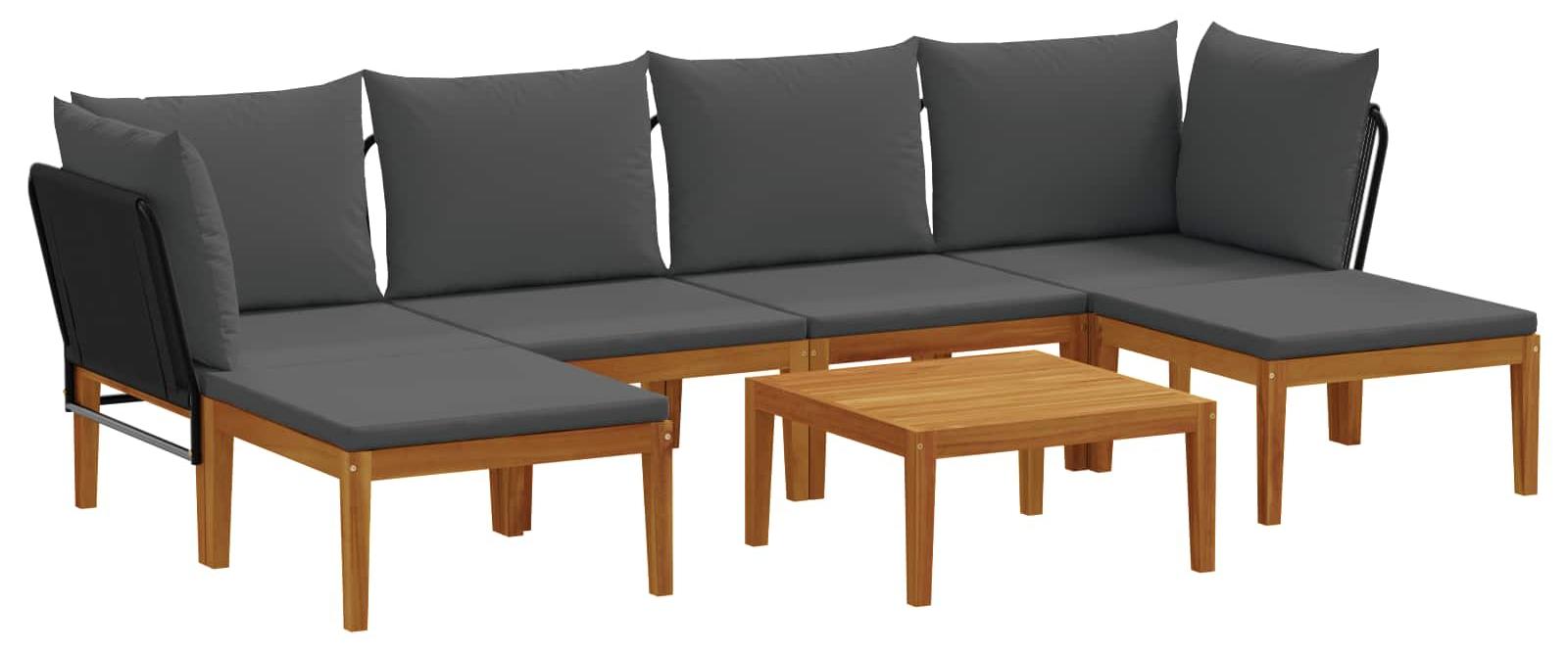 vidaXL 7 stk. Massives Akazienholz & Seil Natur