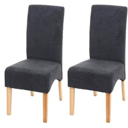 Décoshop26 - 2 Esszimmer-/Küchenstühle in dunkelgrauem Stoff mit hellen Holzbeinen 04_0000244