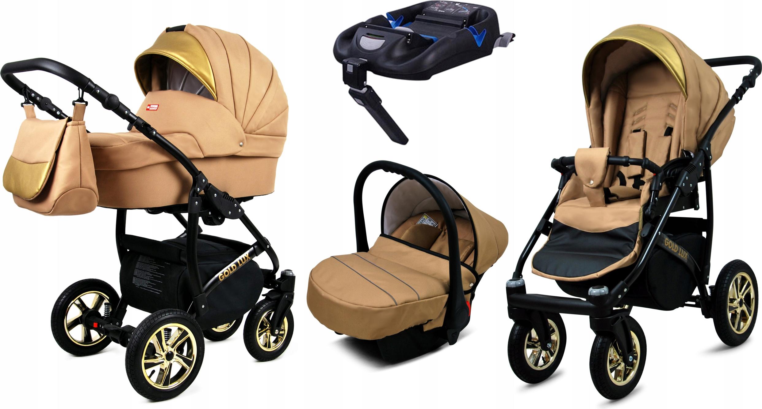 BabyLux Gold Lux | 4in1 Kinderwagen Set | Sand Pearl | Kombikinderwagen | Kinderwagenset | Isof
