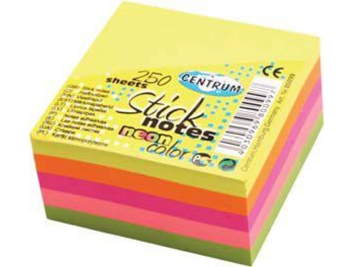 Sticknotes Minikubus Centrum 80099 - Plaknotities - 250 blaadjes - 5 neon kleuren - 51 x 51 mm