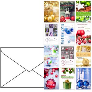 Böttcher-AG Weihnachtskarte 20146, sortiert, 105 x 148mm (A6), Klappkarte mit Umschlag, 24Stück