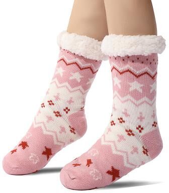 LightInthebox Ultra-Thick Cashmere Slipper Home Socks for Women, Non-Slip Fuzzy Home Socks with Grips, Warm Cozy Christmas Slipper Socks, Soft Inherentinct Winter Socks