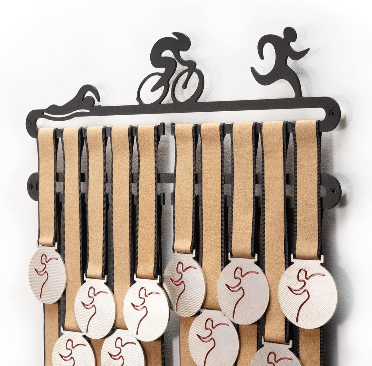 Medaillehouder Dubbele Hanger Zwart - Display voor 28+ Medailles - Breedte: 36 cm