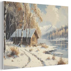 AKUSTIKBILD Winter - Schnee - Zuhause - Natur Wanddeko 70x50 cm
