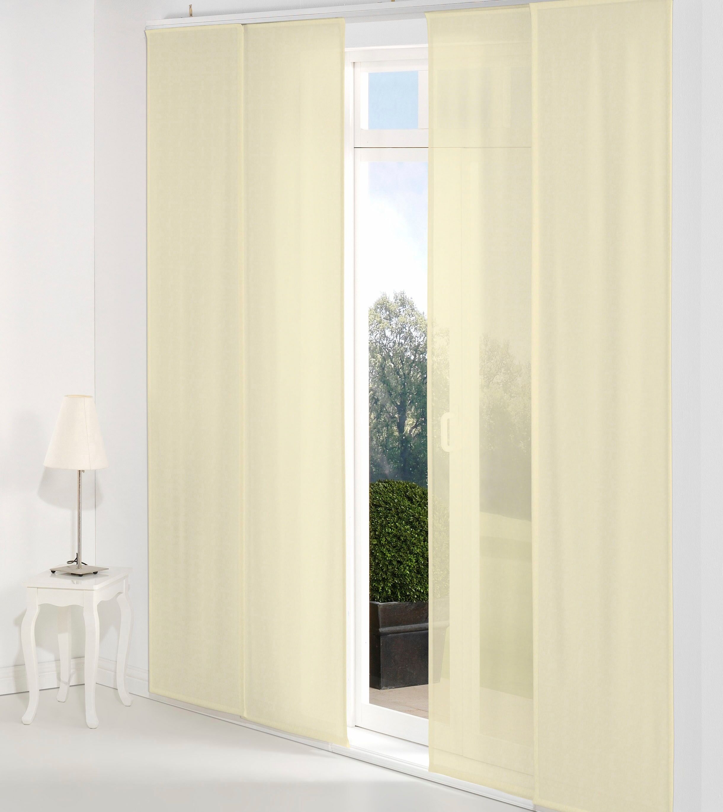 Schiebegardine WIRTH "Sunday" Gr. 3, beige (creme), B:60cm H:225cm, Jacquard, Baumwolle, Polyester, Gardinen, Schiebegardine, Mit Zubehör creme 225cm, Paneelwagen, 60cm