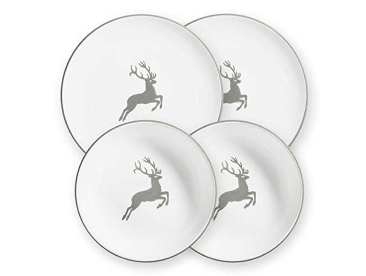 GMUNDNER keramische diner for twee Classic serviesset grijs hert servies, handgemaakt in Oostenrijk