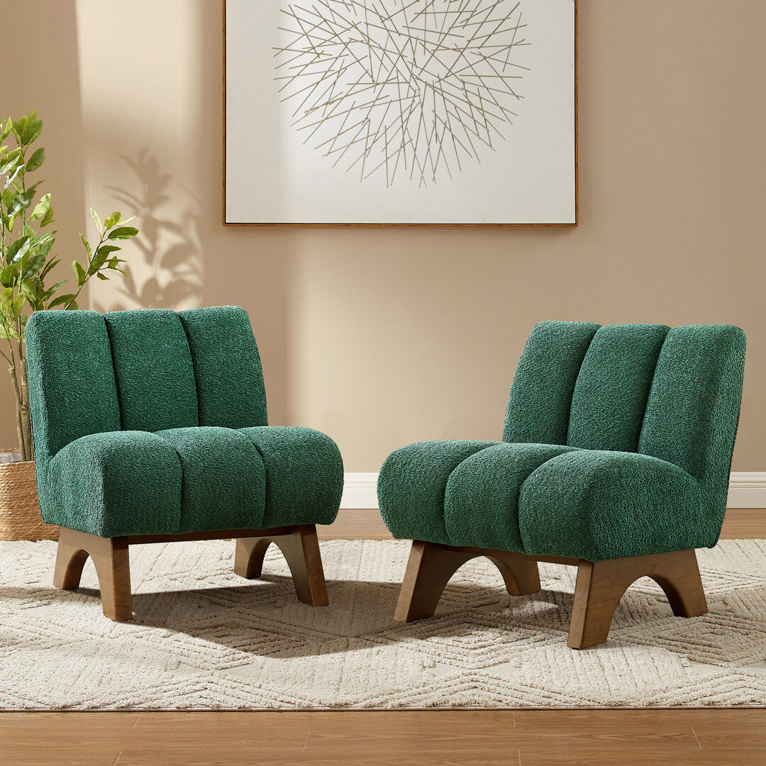 Blue Elephant Brinlei 64cm Wide Tufted Lounge Chair Green 74cm H X 64cm W X 79cm D