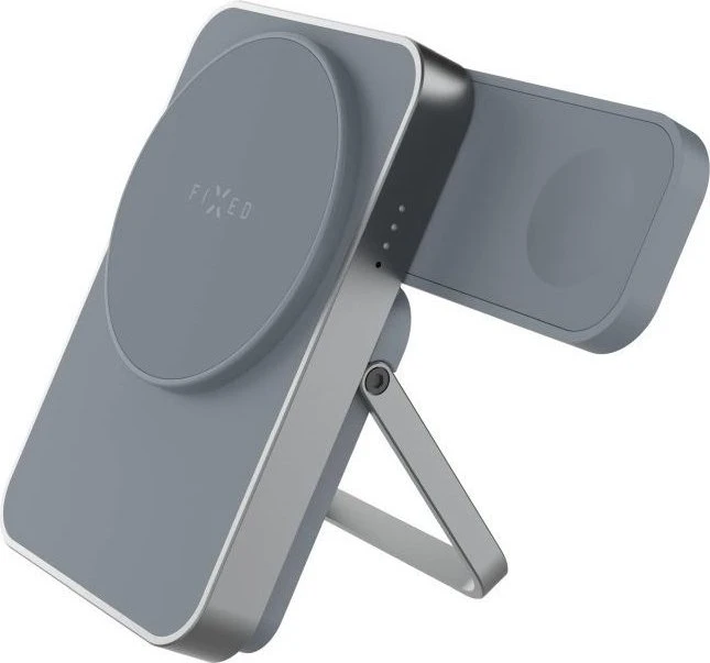 FIXED MagZen 5 Stand mit integriertem Apple Watch Ladegerät und MagSafe Unterstützung 5 000 mAh grau