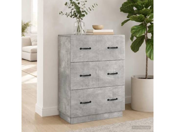 KGHFDVB Schubladenschrank Betongrau 66 x 34,5 x 87 cm Holzwerkstoff Abschließbar, verstellbare Regale, für Büro und Wohnzimmer, pflegeleicht
