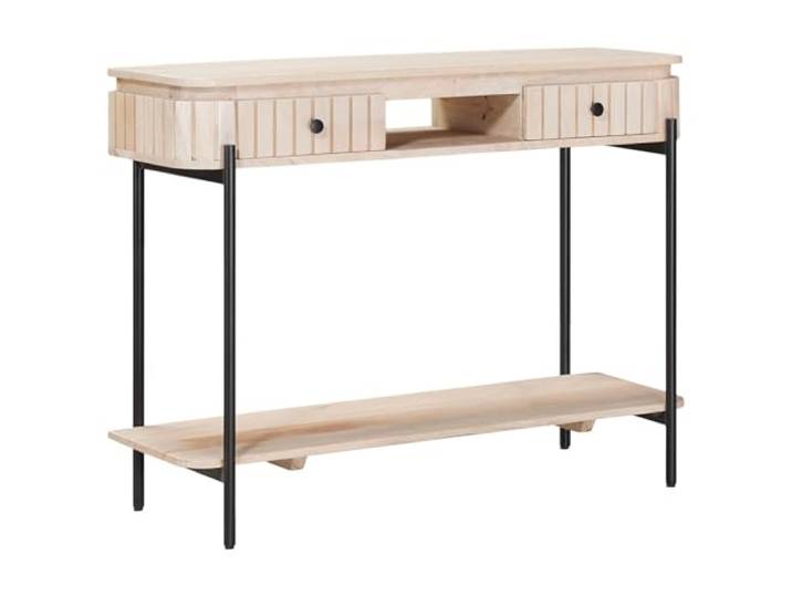 Heofavd Beistelltisch Massivholz Mango Konsole mit 2 Schubladen 100x30x76cm