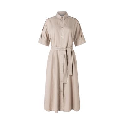 Jerseykleid MAERZ MUENCHEN "Maerz Muenchen 825800 Kurzarmkleid Damen Bekleidung", Damen, Gr. 42, EURO-Größen, beige, 94% Lyocell, 6% Leinen, Kleider Jerseykleid